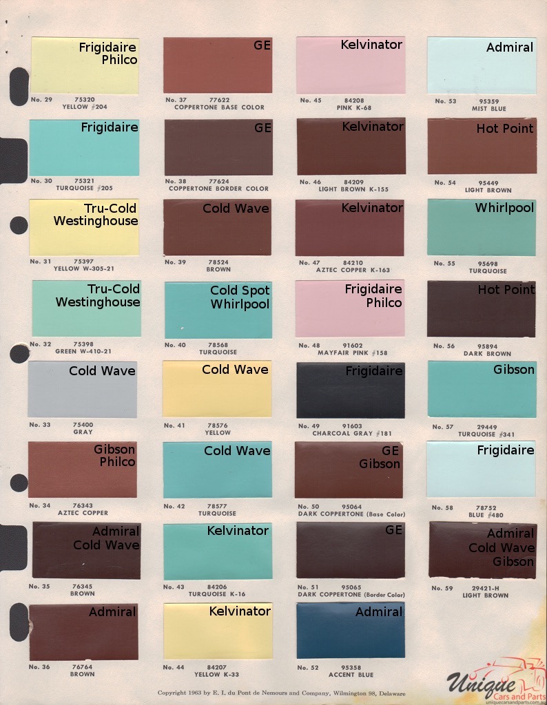 1964 Appliance Paint Charts DuPont 4